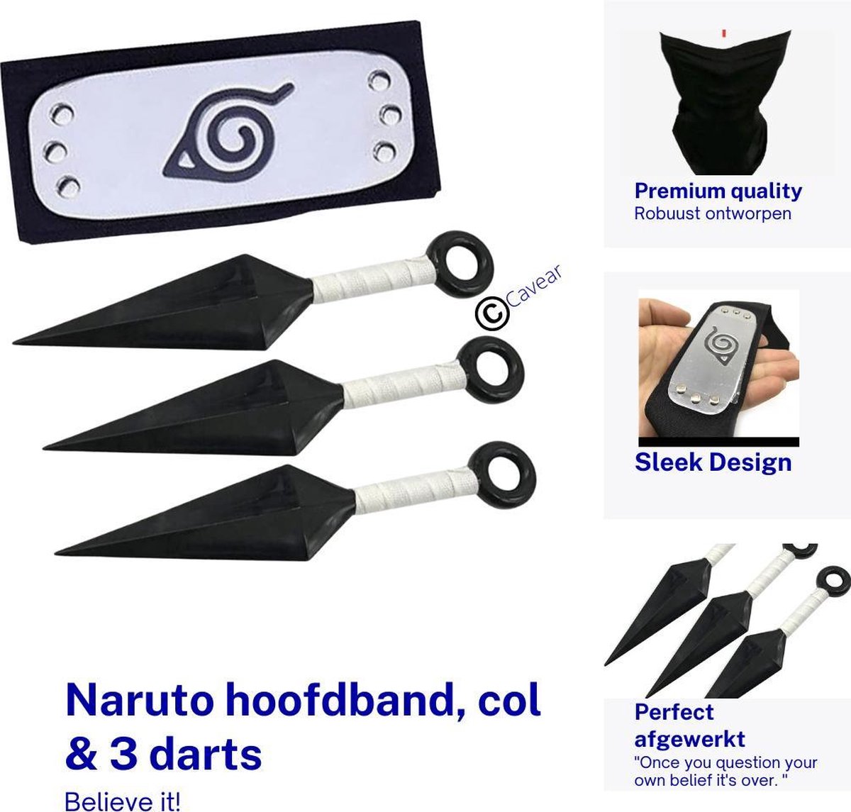 Set de fléchettes Naruto Kunai 3 pièces et bandeau - 1 bandeau et 3  fléchettes / Set