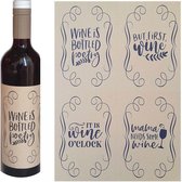 Kraft stickers wijnfles etiketten excl. fles A6 | 8 stuks 4 designs | wijn humor | Cadeau Cadeaupakketten