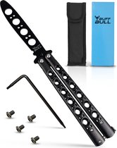 Buff Bull® Vlindermes Trainer – Balisong – Karambit – Butterfly Knife – Roestvrijstaal – CSGO Vlinder Mes – Zwart – Nieuw Model