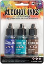 Ranger Alcohol Ink Kits Mariner Indigo, Mermaid, Teakwood 3x14ml