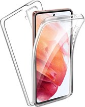 Samsung Galaxy S21 FE Hoesje - 360 Graden Case Transparant Cover 2 in 1 Hoes met Ingebouwde Siliconen TPU Cover Screenprotector