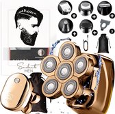 6-in-1 Scheerapparaat Mannen – Trimmer - Sansbeauté® Skull Edition Gold - Nat & Droog - Electric Face Head & Hair Shaver – Hoofd Kaal Scheren - Opzetstukken - Elektrisch