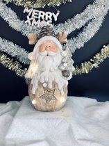 Kerstman Medium lampjes 38 cm hoog - keramiek - decoratiefiguur - interieur en tuin - geschikt voor binnen en buiten - cadeau - geschenk - kerstcollectie - kerstman - kerstdecorati