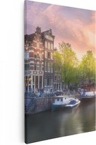 Artaza Canvas Schilderij Amsterdamse Grachten  - 80x120 - Groot - Foto Op Canvas - Canvas Print