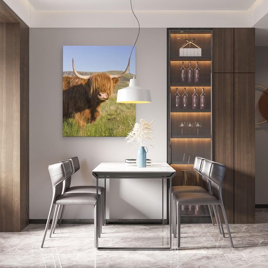 Artaza Canvas Schilderij Schotse Hooglander Koe - Kleur - 80x100 - Groot - Foto Op Canvas - Canvas Print