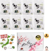 MITOMO Green Tea Giftset Vrouw - Gezichtsmaskers - Valentijn Cadeautje voor Haar - Masker Gezichtsverzorging - Geschenkdoos / Cadeaudoos / Giftbox - Geschenkset Vrouwen - 8 Stuks