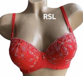 Bh push up met borduursel 75B/80A rood