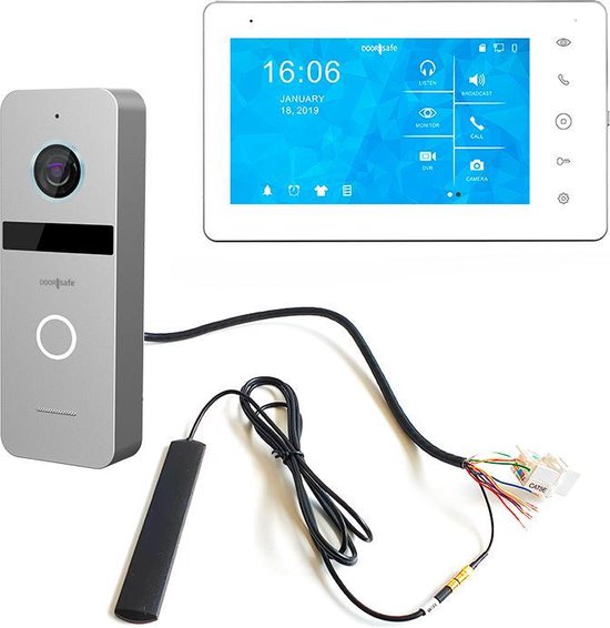Doorsafe 6667 PRO - Professionele internet deurbel met camera met 7" full-touchscherm - FHD 2MP - via 2,4 of 5Ghz WiFi of netwerkkabel - 32Gb & NAS - instelbaar bewakingsgebied & lichaamsdetectie