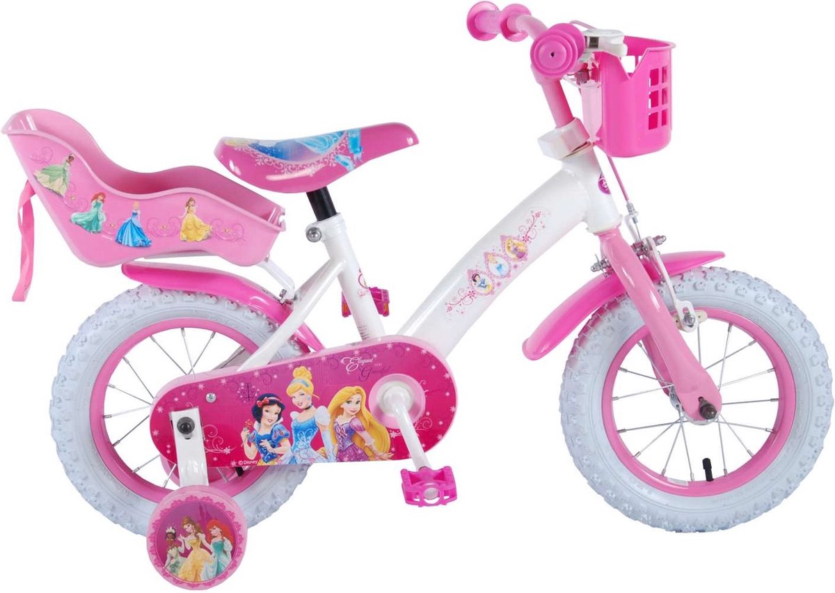 Disney Princess Kinderfiets - meisjes - 12 inch - Roze - Poppenzitje - volare