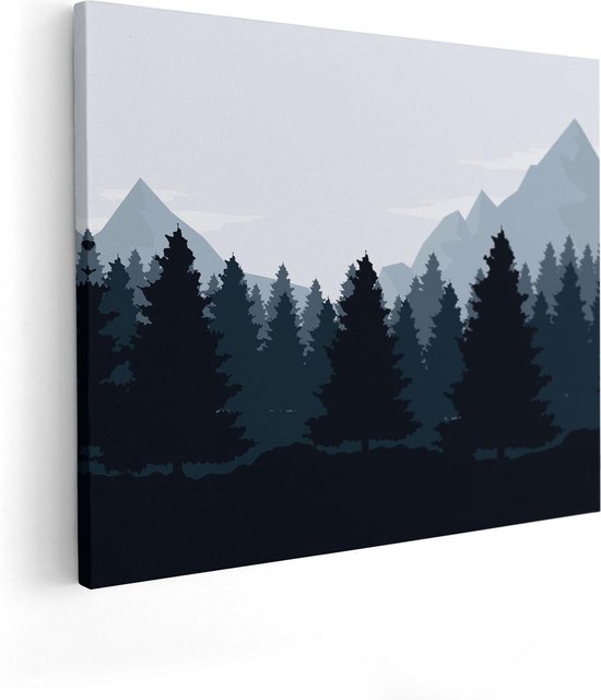 Artaza Canvas Schilderij Bos Met Bomen Illustratie - Abstract - 50x40 - Foto Op Canvas - Canvas Print