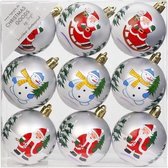 27x Witte kerstballen 6 cm kunststof met print - Onbreekbare plastic kerstballen - Kerstboomversiering wit