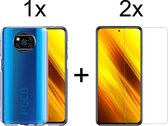 Xiaomi Poco X3 Pro hoesje siliconen case transparant - 2x Xiaomi Poco X3 Pro Screenprotector