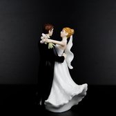 Porceleinen Bruidstaartdecoratie - "Dancing Queen" - 13cm - bruiloft taarttopper figuurtjes