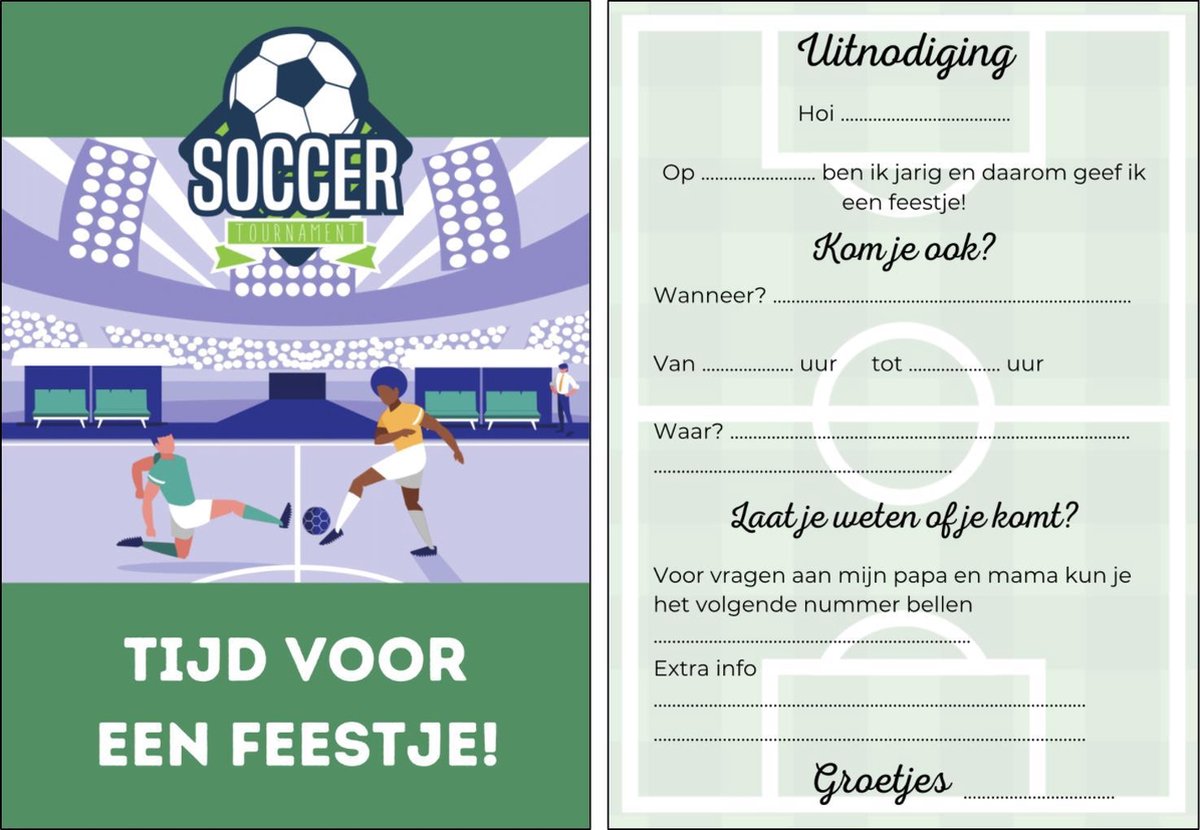 Uitnodiging kinderfeestje | 12 stuks | uitnodigingskaarten | uitnodiging verjaardag | uitnodiging feest | uitnodiging kinderfeestje jongen | uitnodiging kinderfeestje voetbal | uitnodiging feestje