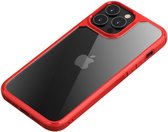 iPaky Apple iPhone 13 Pro Max Hoesje Back Cover Transparant/Rood