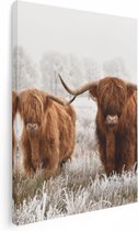 Artaza Canvas Schilderij Twee Schotse Hooglander Koeien In De Wei - 30x40 - Klein - Foto Op Canvas - Canvas Print