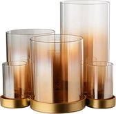 J-Line Windlicht 5 Delig Glas Metaal Goud