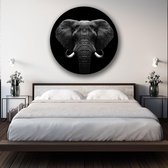 KEK Original - Dieren Olifant - wanddecoratie - 100 cm diameter - muurdecoratie - Dibond 3mm -  schilderij - Zwart/Wit - muurcirkel