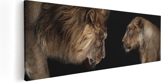 Artaza - Peinture sur toile - Lion et lionne - 90x30 - Photo sur toile - Impression sur toile