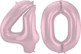 De Ballonnenkoning - Folieballon Cijfer 40 Pastel Roze Metallic Mat - 86 cm