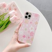 Bloempatroon TPU schokbestendig beschermhoesje voor iPhone 12 Pro Max (roze)