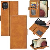 Voor Samsung Galaxy F12/M12 Dual-side Magnetische Gesp Horizontale Flip Lederen Case met Houder & Kaartsleuven & Portemonnee (Geel)