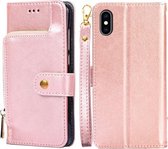 Ritstas PU + TPU Horizontale Flip Leren Case met Houder & Kaartsleuf & Portemonnee & Lanyard Voor iPhone XS Max (Goud)