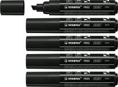 STABILO FREE - Acryl Marker - T800C - Schuine Punt - 4-10 mm - Zwart - Doos 5 stuks