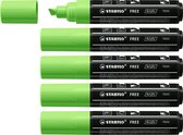 STABILO FREE - Acryl Marker - T800C - Schuine Punt - 4-10 mm - Licht Groen - Doos 5 stuks
