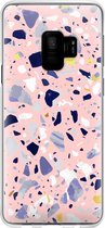 Samsung Galaxy S9 Telefoonhoesje - Transparant Siliconenhoesje - Flexibel - Met Marmerprint - Terrazzo - Roze