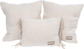 Manifattura Lombarda Fishbone kussenset (45x45 & 40x30 met franjes) beige - Made in Italy - Sinds 1962