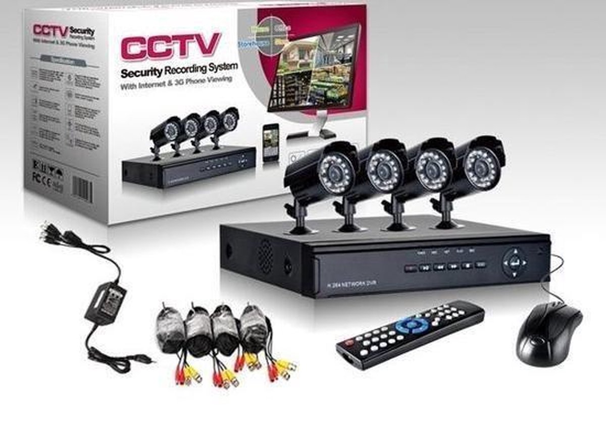 CCTV security systeem, 4 camera's + DVR - Cctv