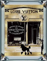 Schilderij 60 x 80 cm - Spiegellijst met prent - Louis Vuitton store - prent achter glas