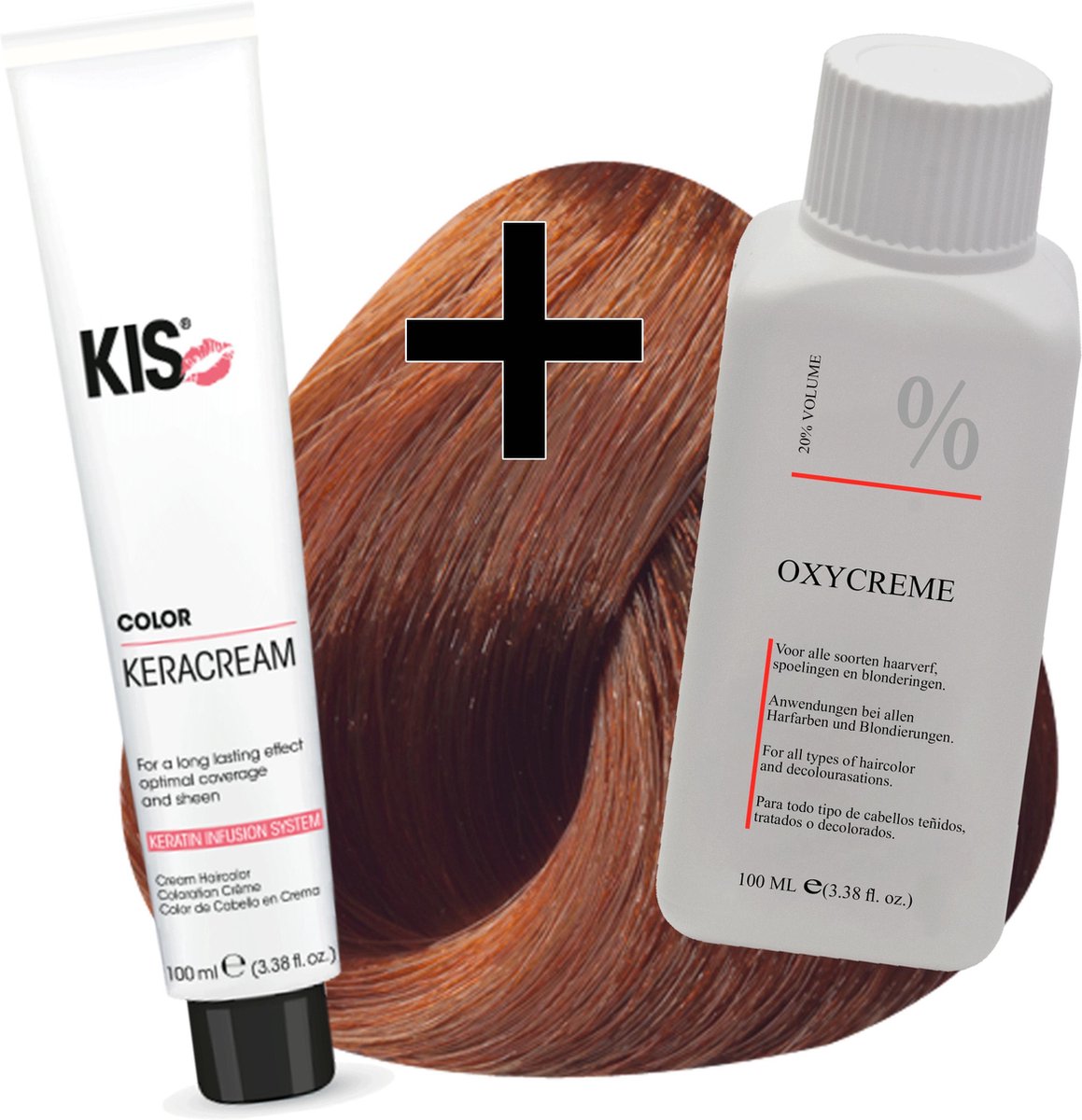 KIS haarverfset - 8RT Licht rood tabak - haarverf & waterstofperoxide