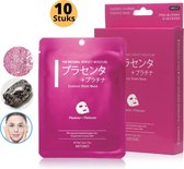 Mitomo Platinum & Placenta Essence Gezichtsmasker - Vermindert Stress Rimpels en Huidveroudering - Face Mask - Gezichtsverzorging Masker - 10 Stuks