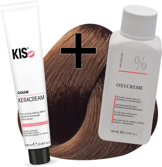 KIS haarverfset - 5T Donker tabak  - haarverf & waterstofperoxide