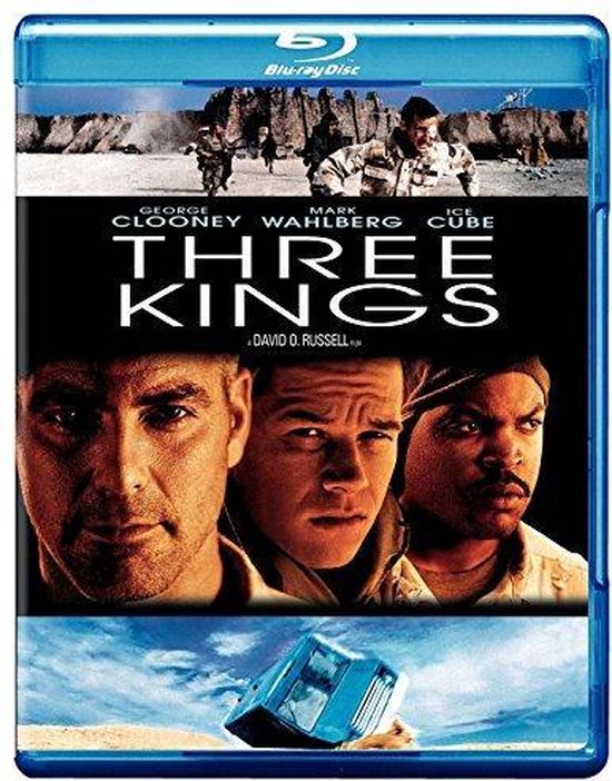 Bluray cover van de film Three Kings met George Clooney, Mark Wahlberg en Ice Cube.
