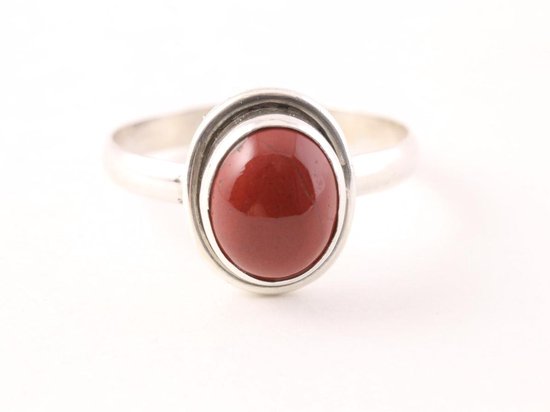 Bague fine en argent avec jaspe rouge - taille 16
