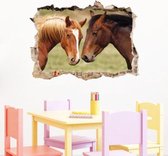 3d Muursticker Paarden | 63 x 46 cm | Wanddecoratie | Dieren | Bruine Paard | Muurdecoratie | Slaapkamer | Kinderkamer | Babykamer | Meisje | Decoratie Sticker
