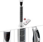 AREBOS - Torenventilator - Ventilator Staand 40W - Met Afstandsbediening en Timer - 75° graden draaifunctie - Zilver
