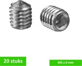 TQ4U borgbout - stelschroef - M5 x 6 mm - inbus - conische kop - verzinkt - 20 STUKS