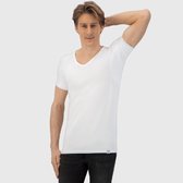 Anti Zweet Shirt - Fibershirts® - Ingenaaide Okselpads - Ondershirt - Wit - V-hals - Heren - Maat S