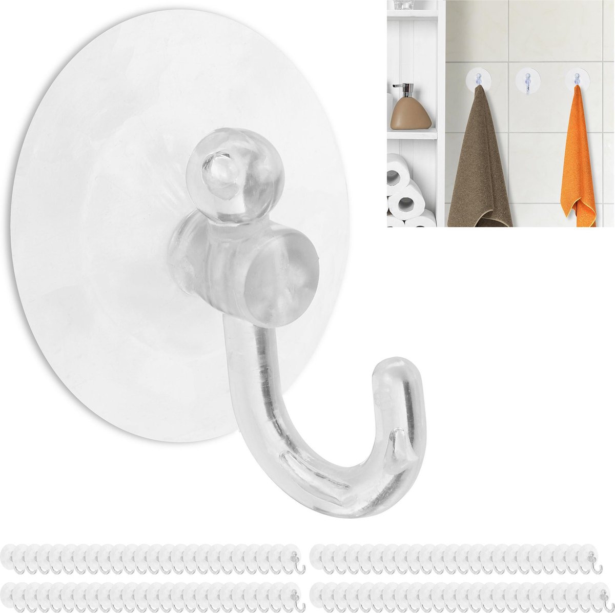 Relaxdays 96x ophanghaken met zuignap - set - handdoekhaken - keukenhaken - haakjes