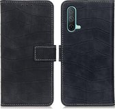 OnePlus Nord CE Hoesje - Mobigear - Croco Serie - Kunstlederen Bookcase - Zwart - Hoesje Geschikt Voor OnePlus Nord CE