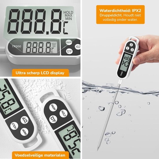 Vleesthermometer - Voedselthermometer - Keukenthermometer - Digitale Thermometer - BBQ Thermometer - QY
