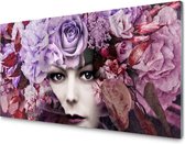 Glasschilderij Woman person flower| 4 mm veiligheidsglas | 120 x 60 cm | Blind ophangsysteem | Glazen schilderijen