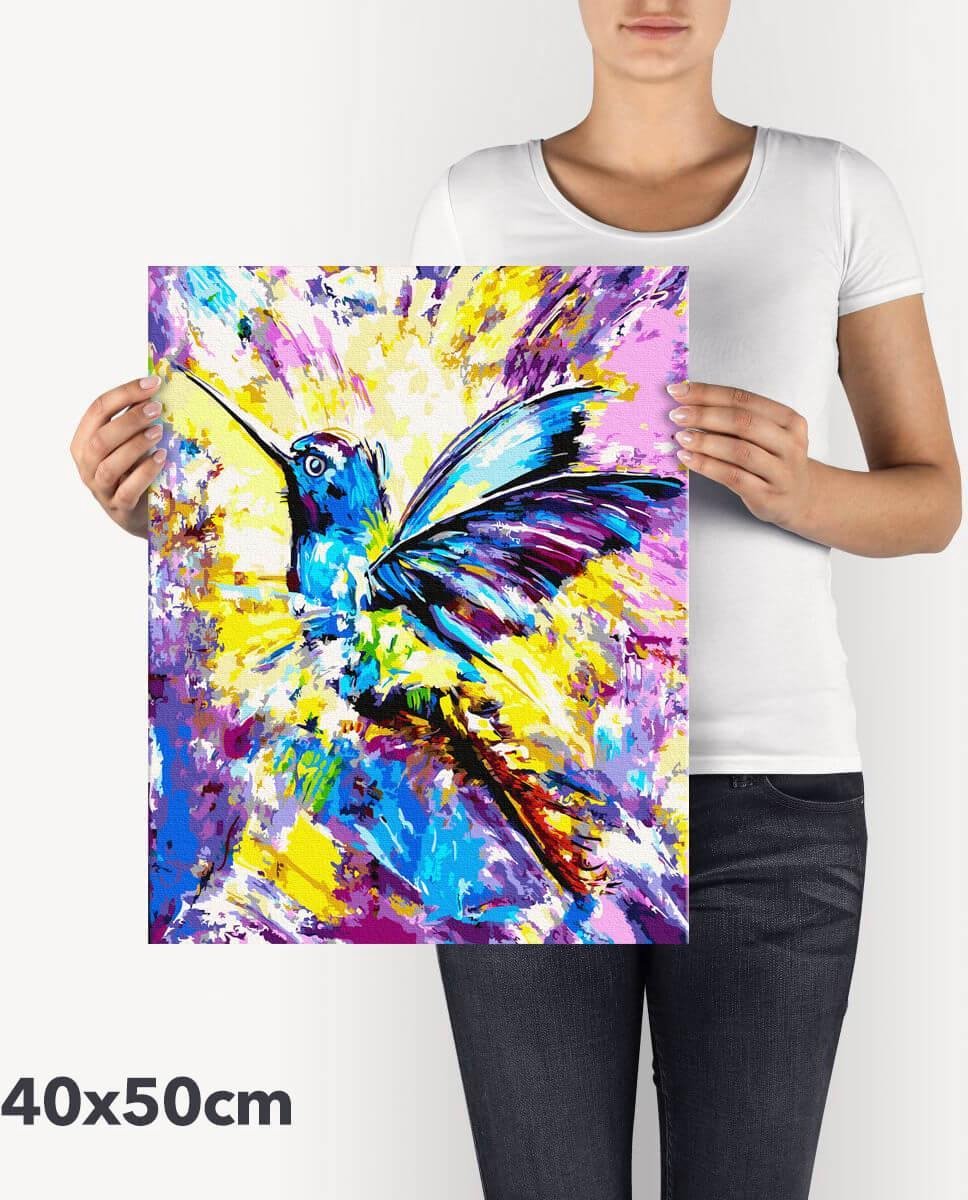 Schilderen Op Nummer Volwassenen DIY Paint By Number Compleet Hobby Pakket op Frame met Vernis - ®Arty Bee - Kolibrie 40x50cm — afbeelding 5