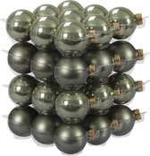 72x Graniet groene glazen kerstballen 4 cm - mat/glans - Kerstboomversiering graniet groen