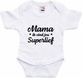 Mama superlief tekst baby rompertje wit jongens en meisjes - Kraamcadeau/ Moederdag cadeau - Babykleding 68 (4-6 maanden)