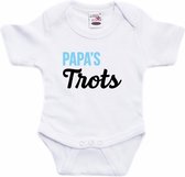 Papas trots tekst baby rompertje wit jongens en meisjes - Kraamcadeau/ Vaderdag cadeau - Babykleding 56 (1-2 maanden)